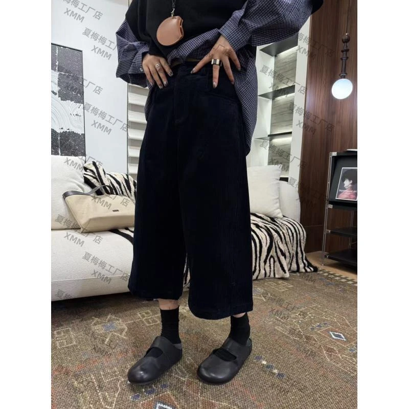 XMM【灯芯绒八分裤】早秋新款时尚百搭显瘦直筒休闲复古宽松H170066