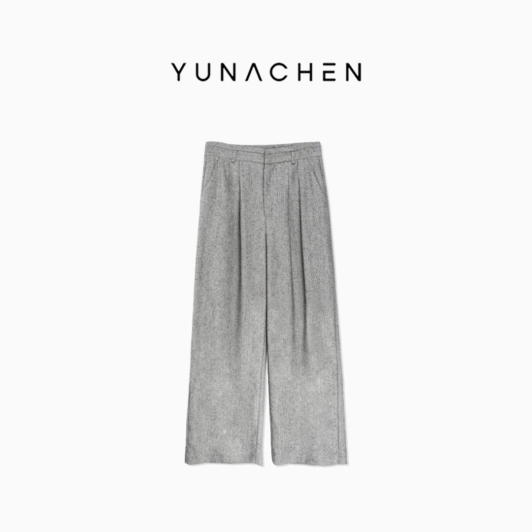 菠萝宝宝yuna【灰砾漫调阔腿裤】复古独特艺术纹理高腰阔腿长裤YH5
