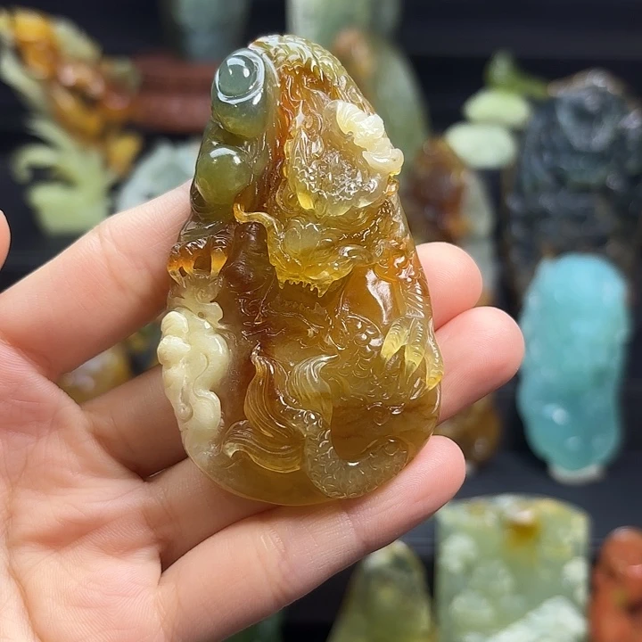 未镶嵌蛇纹石玉吊坠(不含链)龙**士