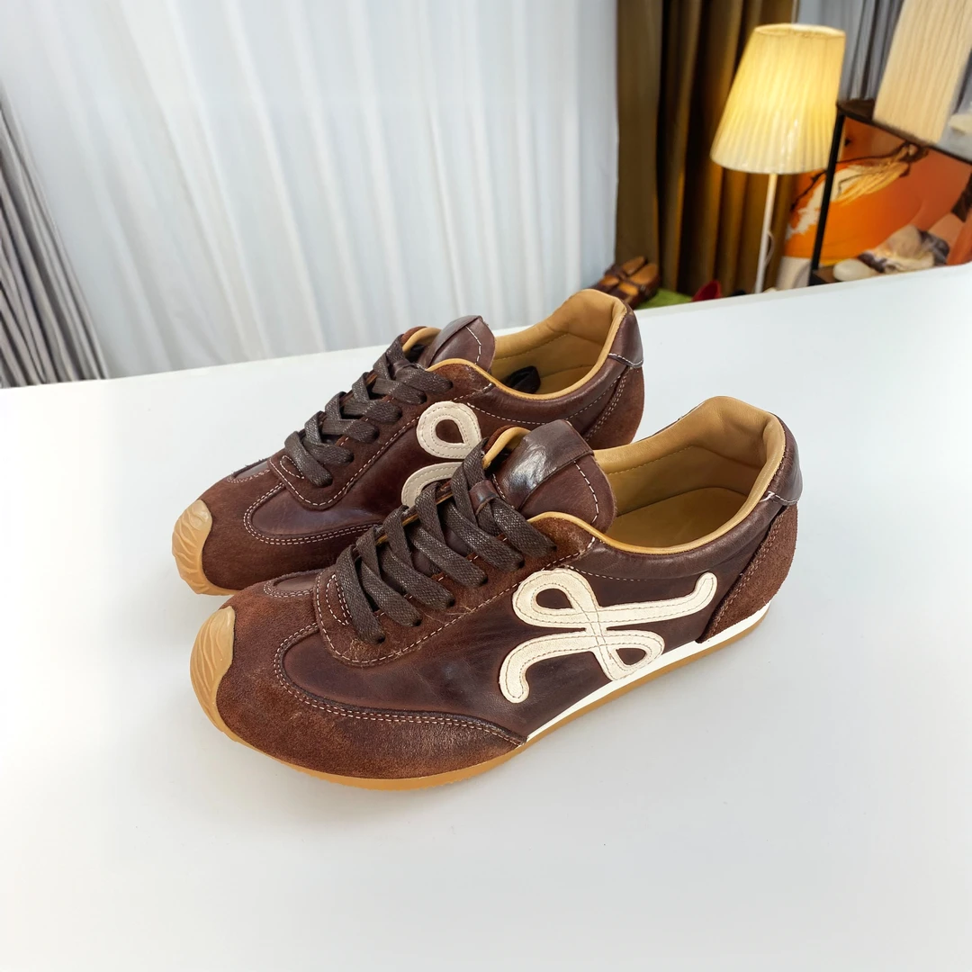 【钦锘轻奢】水洗马皮德训鞋女老罗家经典复古拼接软底休闲鞋57059