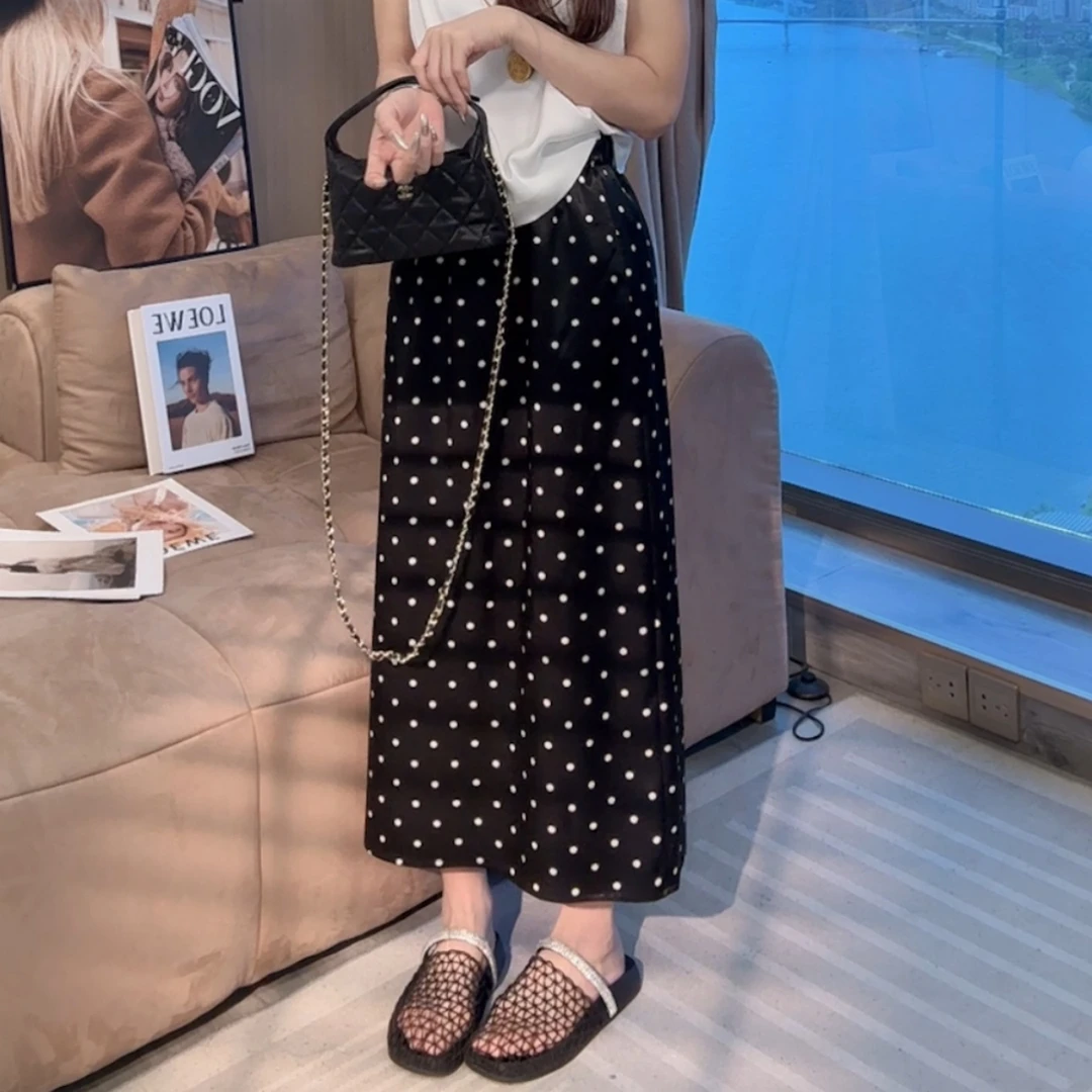 【晓溪服饰】夏季新款时尚百搭气质高腰显瘦波点静奢风半身裙727