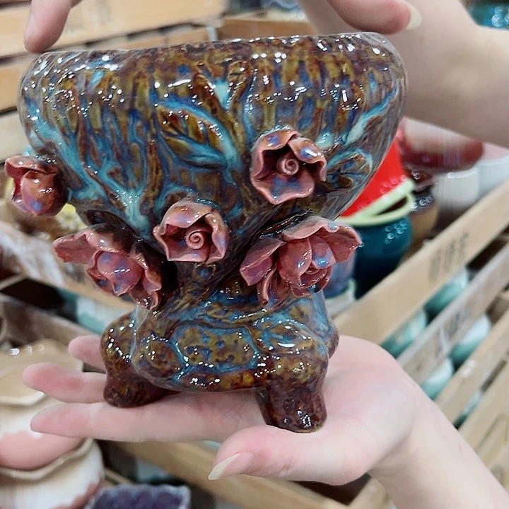 有孔.凑单10元陶瓷花盆发货！