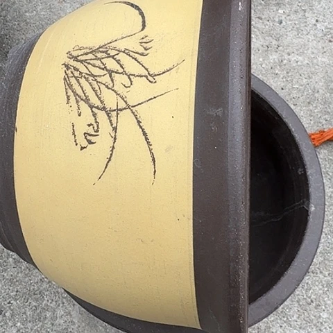 紫砂宜兴紫砂花盆25+25黄色