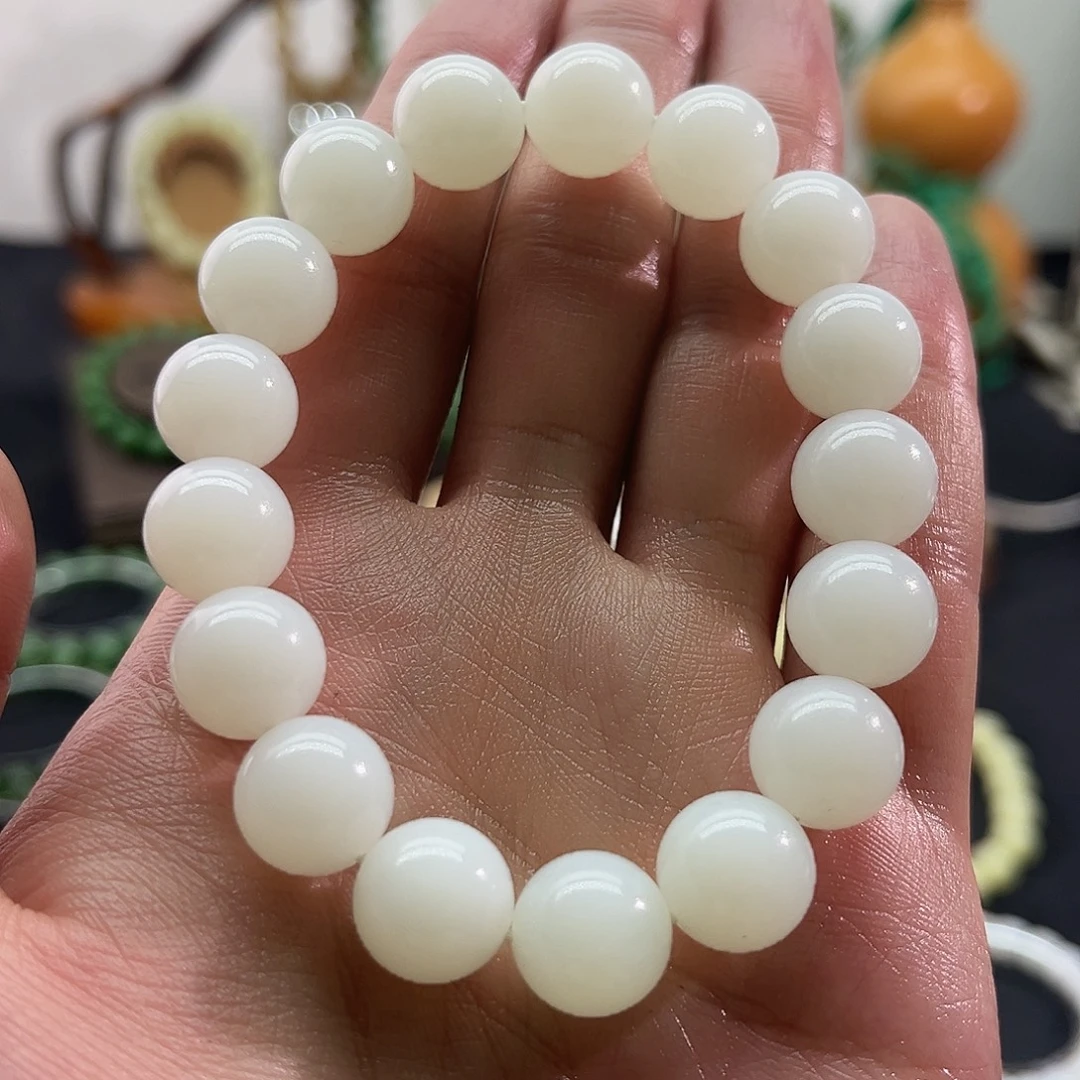 和田玉未镶嵌颈饰白玉-羊脂级-12mm手串