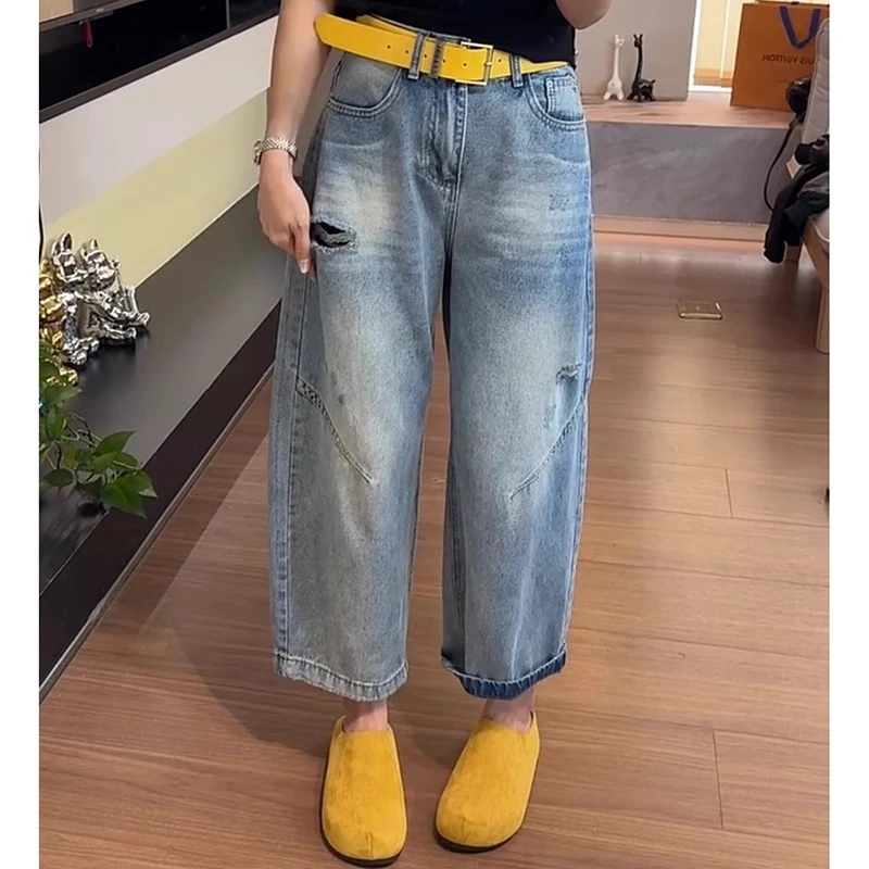 梨形身材微胖穿搭大码九分裤哈伦牛仔裤女2025年秋季新款裤子