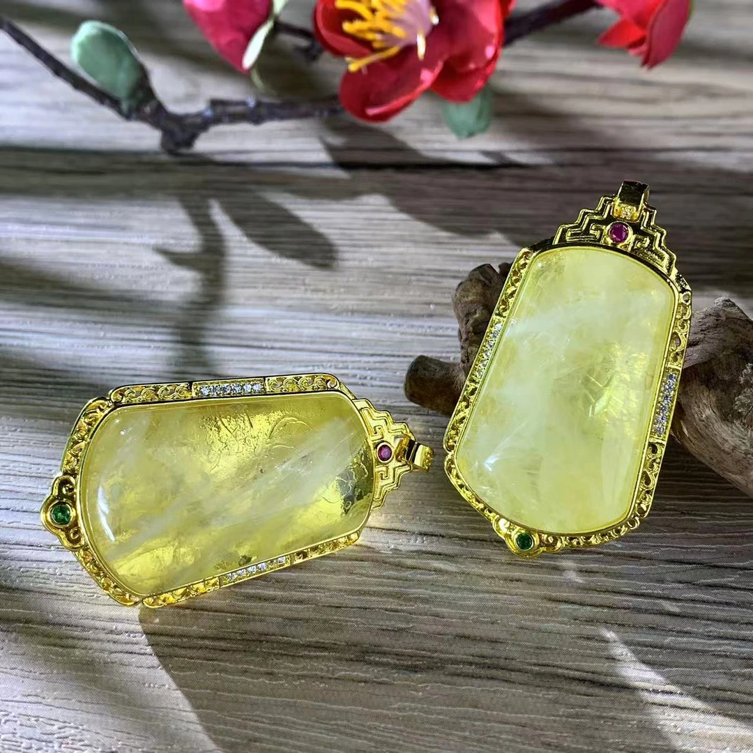 江德洋珠宝CT11159极光47黄龙晶水晶无事牌配链-多样性发只发一件