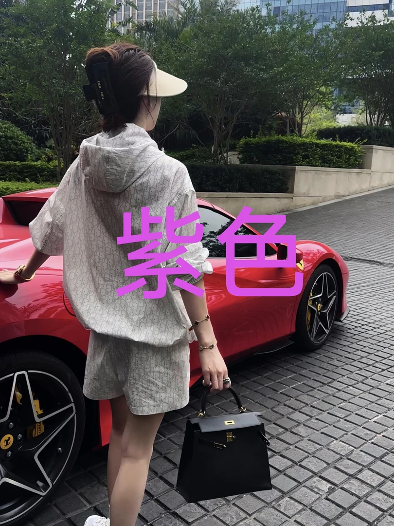 【紫色】25款新款小蜜蜂简约休闲防晒套装 A8131+K5034