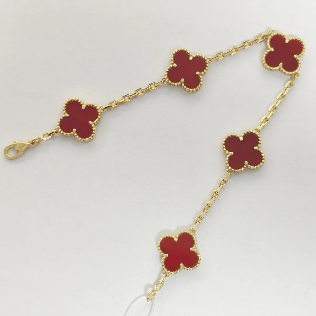 18k金红玛瑙五花手链 浅金色