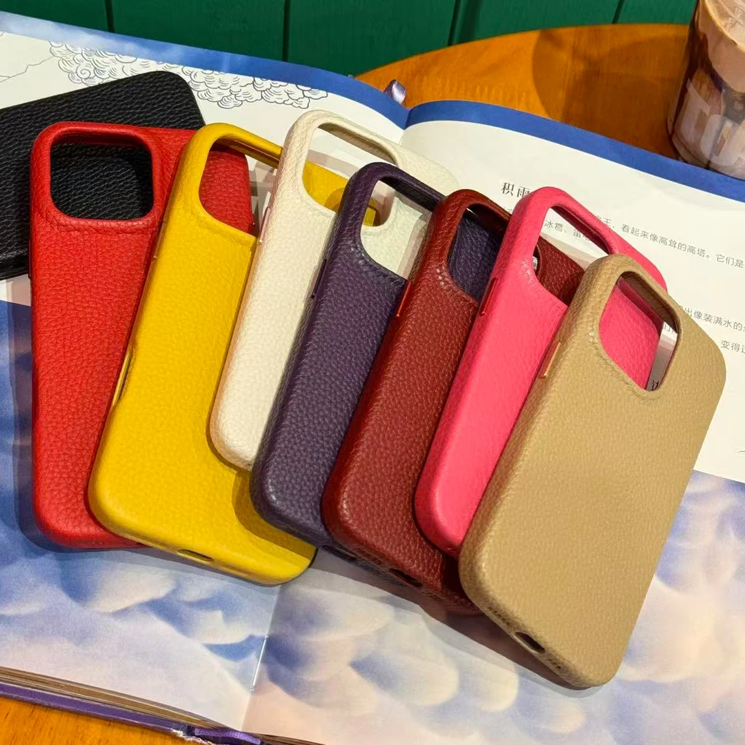 【无溶剂荔枝纹皮革磁吸手机壳】适用于苹果141516Promax防刮高级