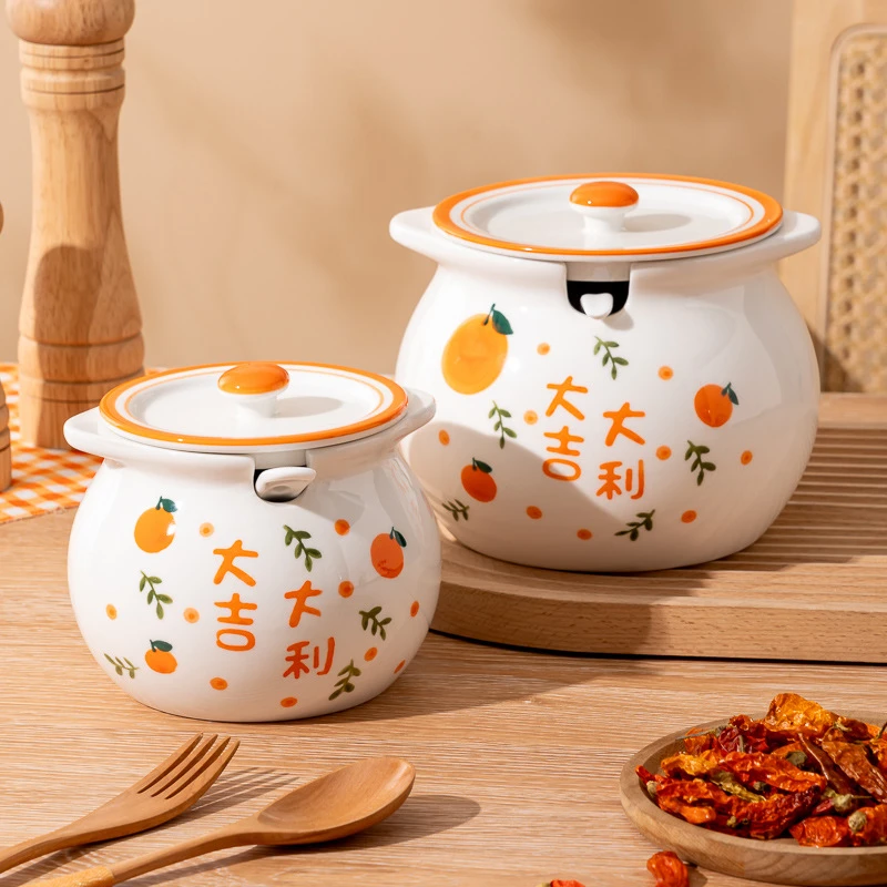 大吉大利陶瓷猪油罐家用耐高温辣椒油罐荤油罐子厨房调料罐猪油灌