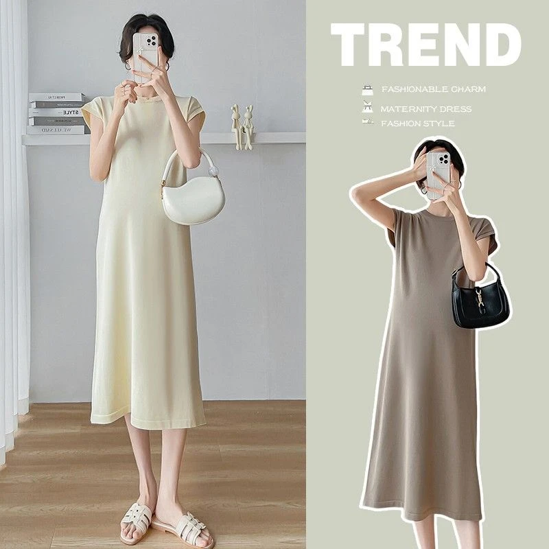孕妇连衣裙夏季宽松显瘦镂空设计露背时尚简约气质裙