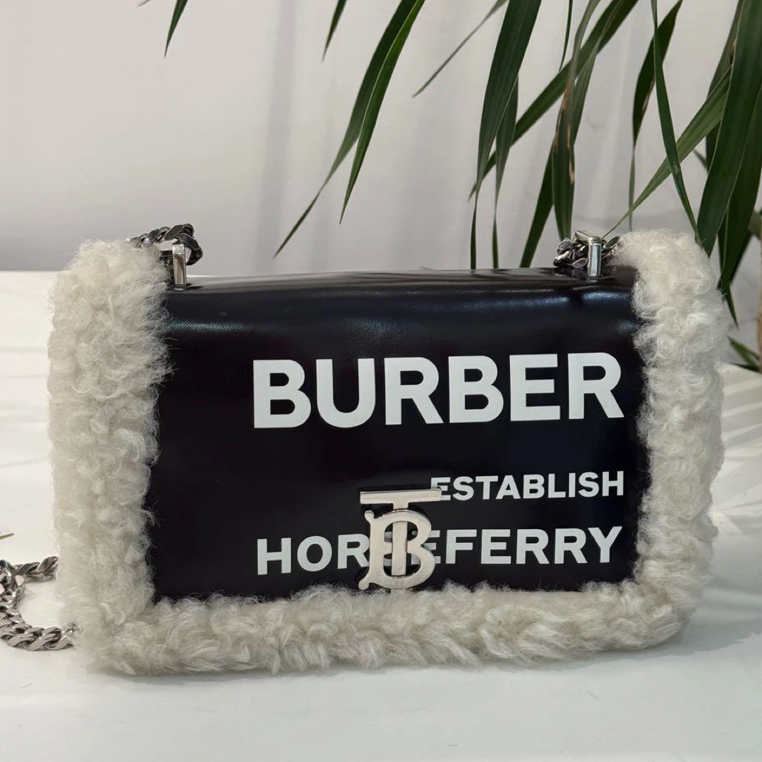 95新 BURBERRY/博柏利 毛毛弹幕中号lola单肩包75817467