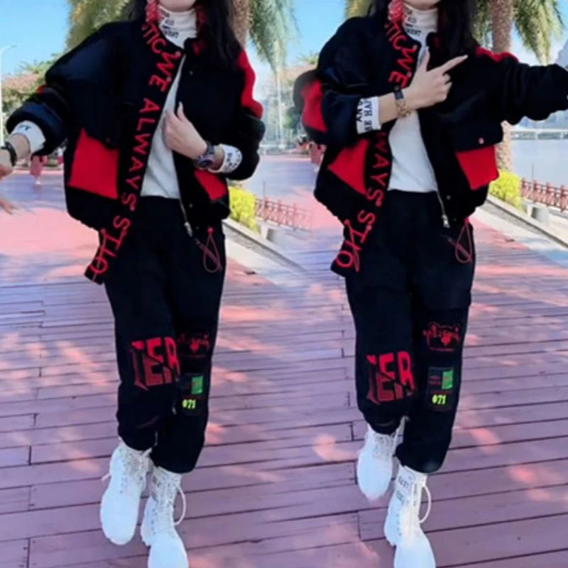 时尚套装女2025秋冬欧货加绒加厚洋气潮牌炸街减龄时髦卫衣两件套