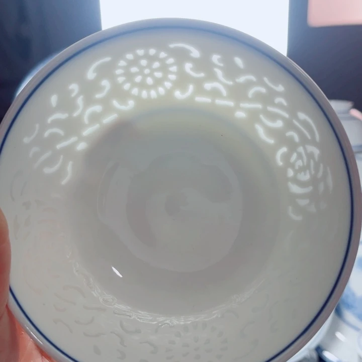 青花玲珑5寸饭碗满雕