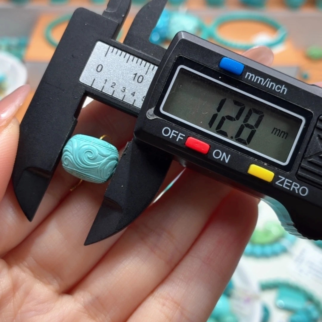 绿松石未镶嵌珠宝奇石唐草珠