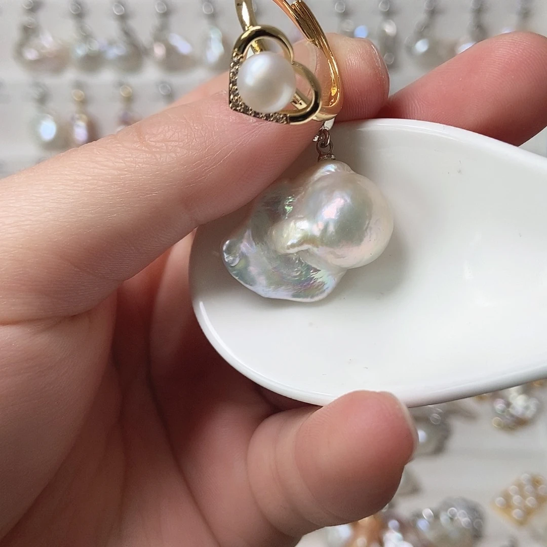 淡水珍珠吊坠银S925镶嵌