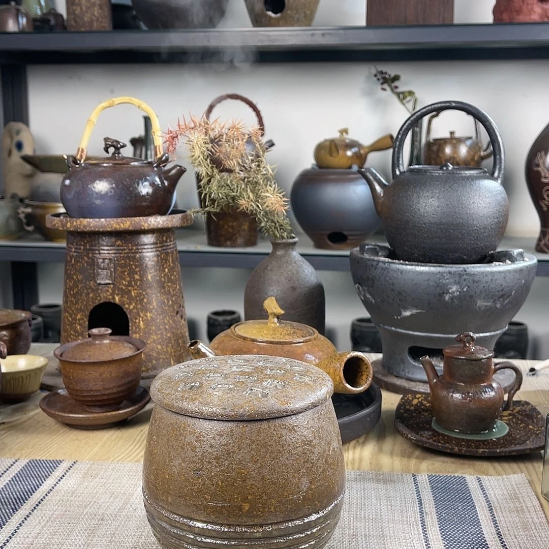 壶紫砂粗陶实用茶叶罐