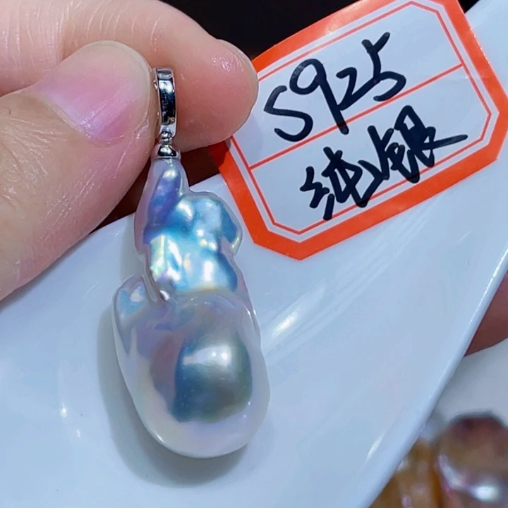 淡水珍珠银S925镶嵌颈饰