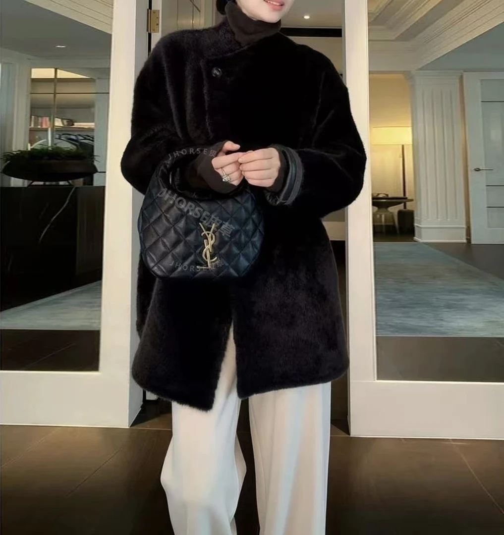 【琪的style】（原仓原链接退回.否无法退款）羊皮毛一体皮草外套