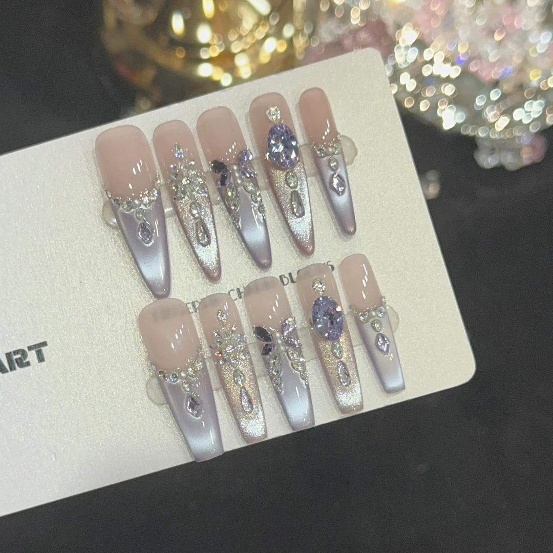 【银河紫焰】纯手工可拆卸重复佩戴显白百搭穿戴甲美甲