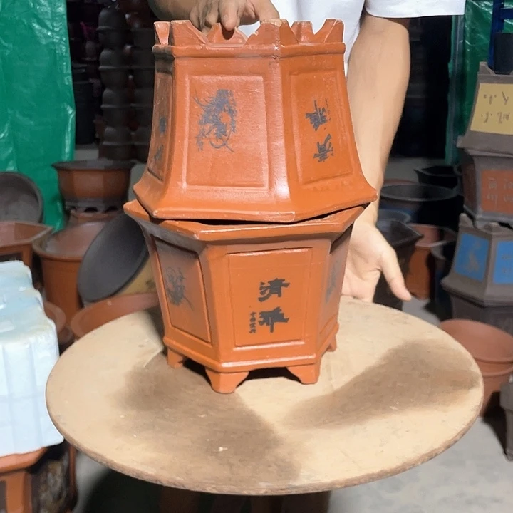 25红清雅六方X2花盆