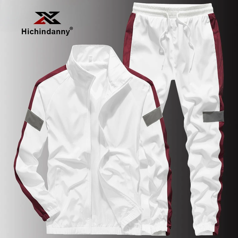 HICHIN休闲运动套装男士春秋季立领开衫夹克外套跑步运动服两件套