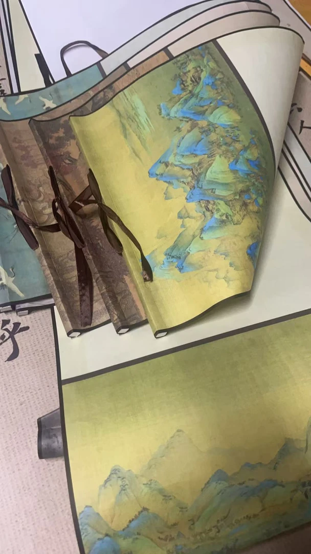 百星名画山水宣纸空白卷轴