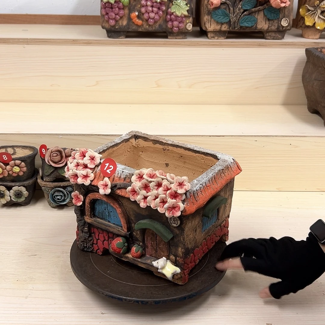 紫砂花盆12号内口18×13外高16