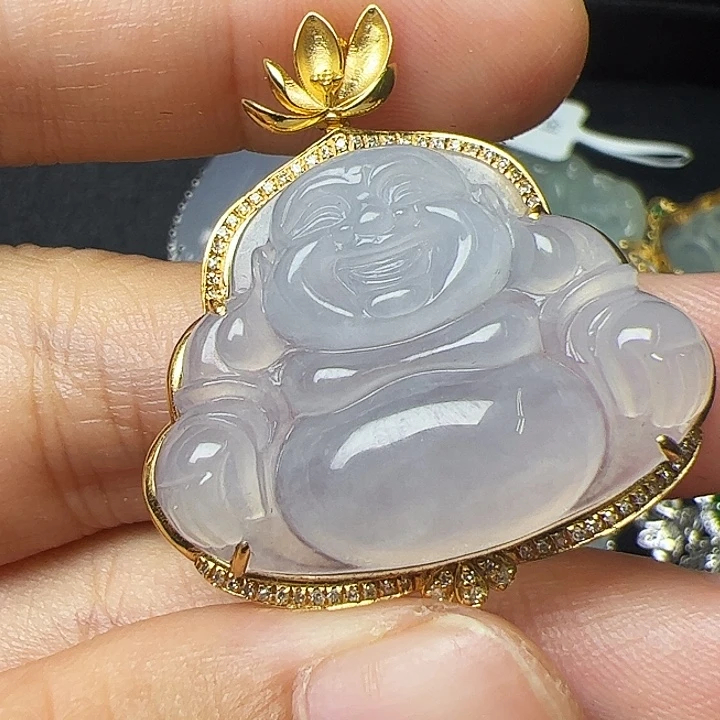 翡翠18K金镶嵌吊坠(不含链)