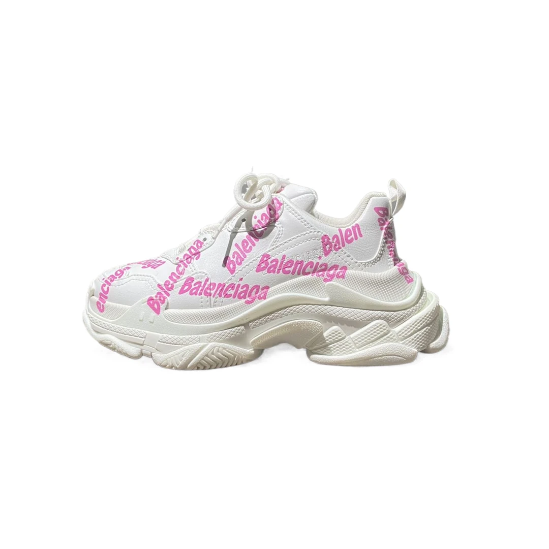 95新 Balenciaga/巴黎世家 37码 Triples 粉白老爹鞋 re9404