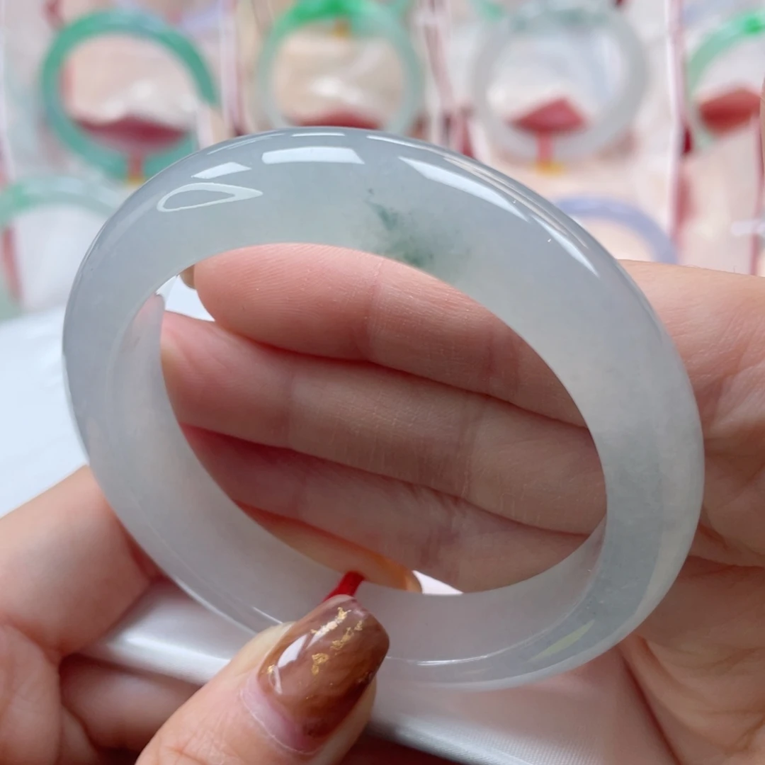 未镶嵌手镯翡翠55.8正圈 新中式国风 冰透起胶光10号