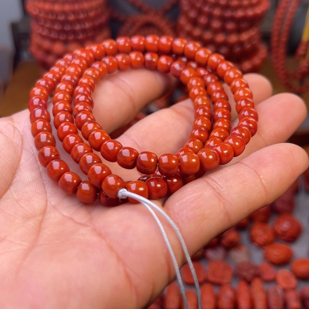 南红玛瑙瓦西精工老型108卡6.5mm未镶嵌