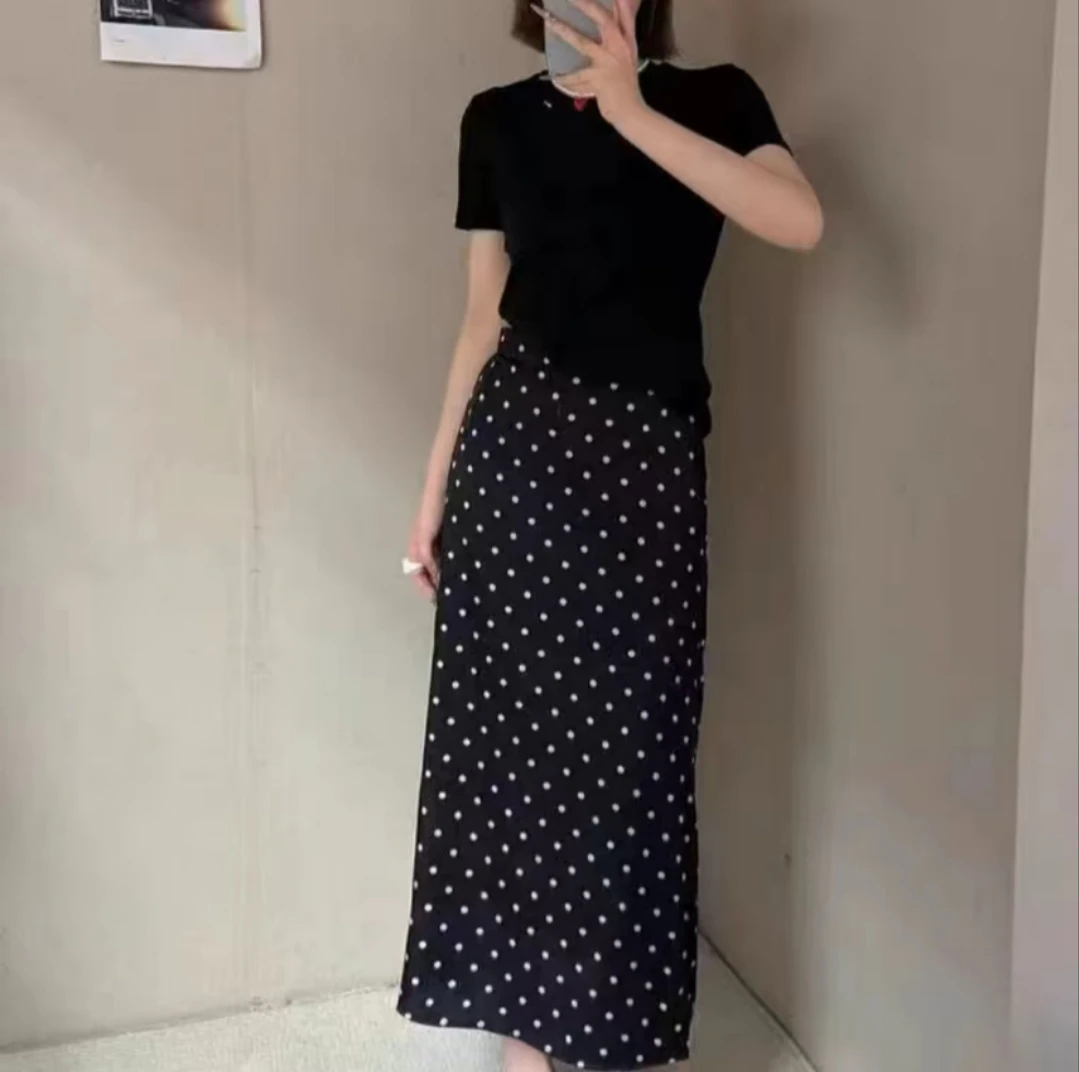 黑色波点直筒裙春夏