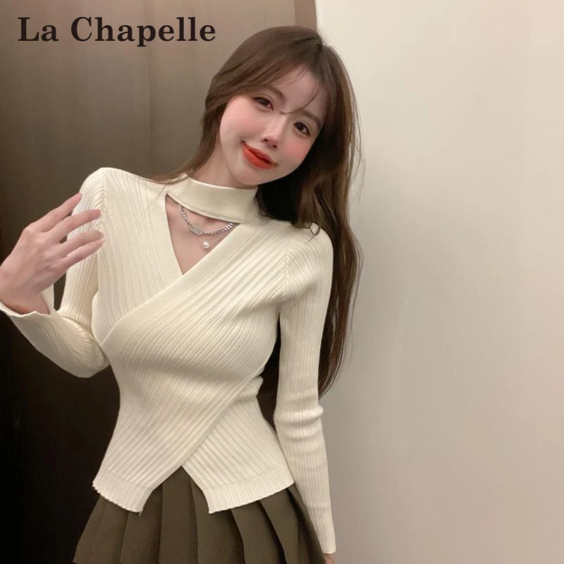 拉夏贝尔针织衫女款爆款2025新款春秋慵懒风上衣别致独特漂亮小衫