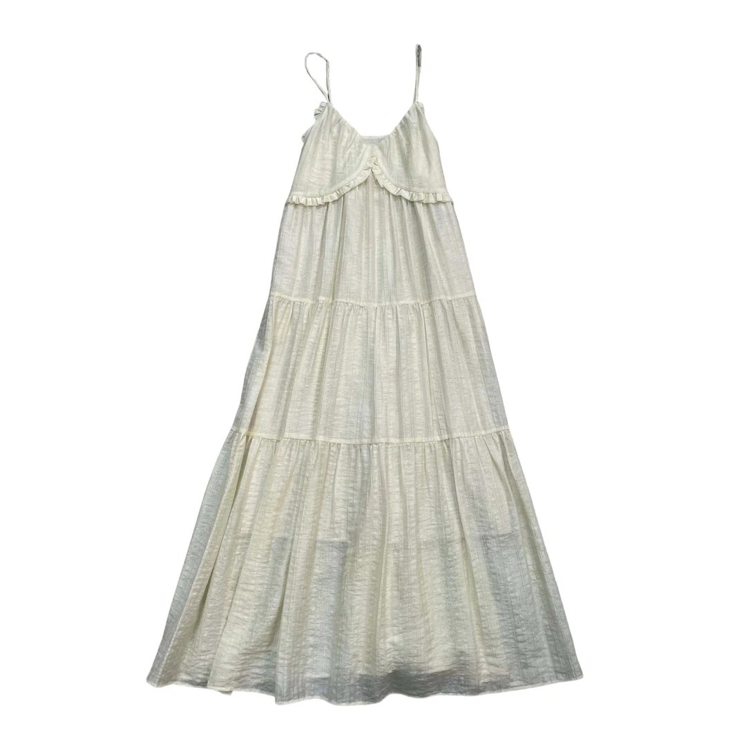 2025夏季款褶皱纱裙显瘦A字蕾丝长款无袖裙子35092