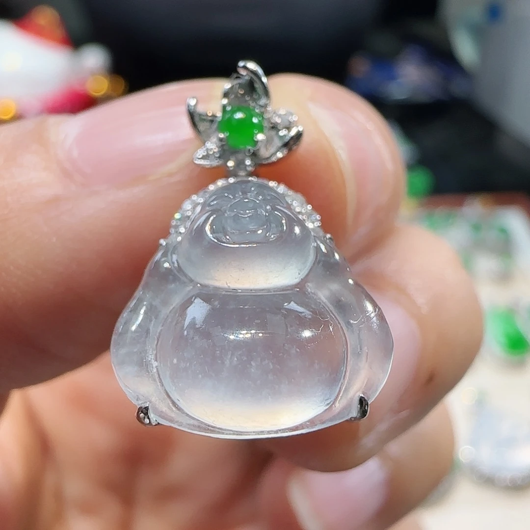 翡翠吊坠(不含链)18K金镶嵌