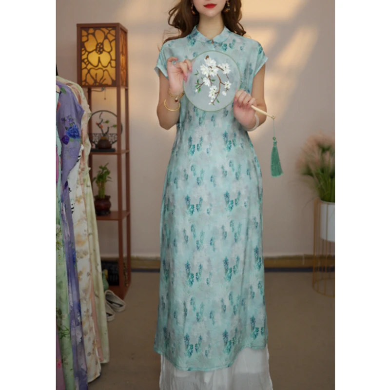 绣麻【青罗】月亮袖106新款夏季女装连衣裙新中式气质百搭显瘦