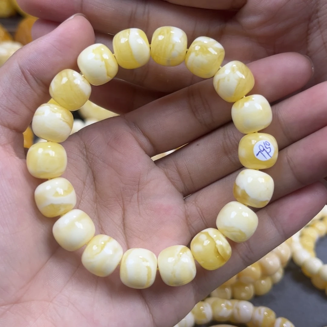 琥珀未镶嵌手串同料12mm