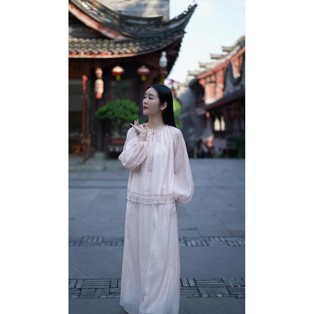 【微瑕商品】国风复古仙气显瘦长款套装