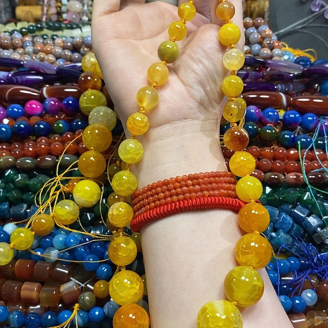 玛瑙/玉髓未镶嵌珠宝半成品龙鳞玛瑙塔链一条卡20-11