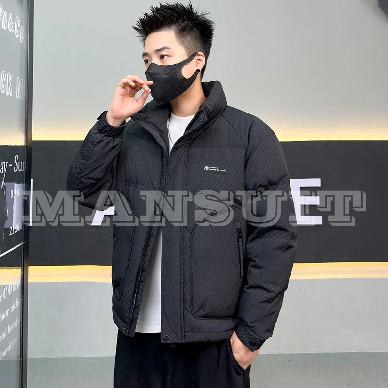 9818 2024冬季滑雪保暖男士百搭时尚休闲潮流帅气短款棉外套