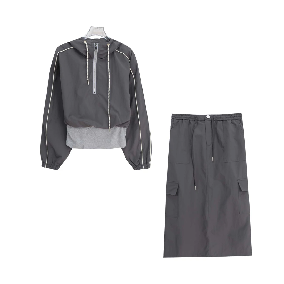 S韩系氛围感修身显瘦冲锋衣工装裙两件套S4493