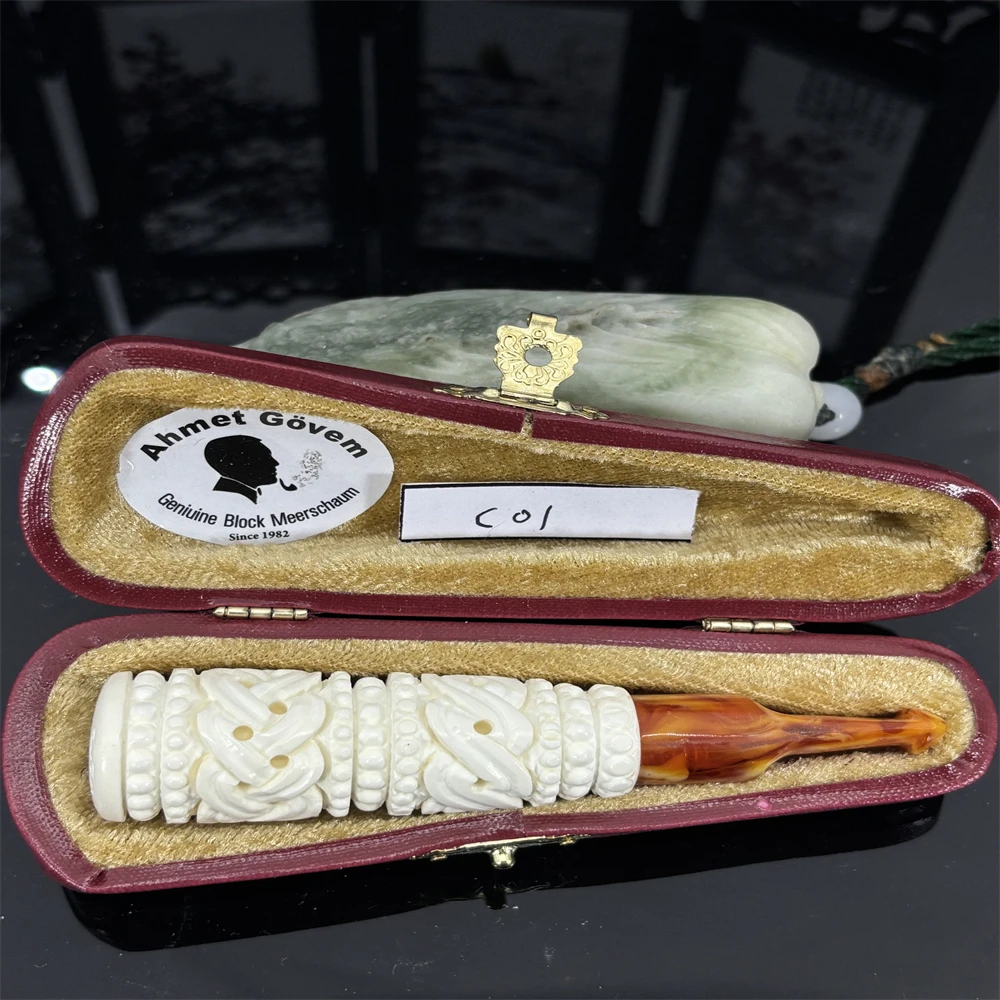 土耳其AG师傅手工海泡石原石精美花篮手工雕刻烟嘴