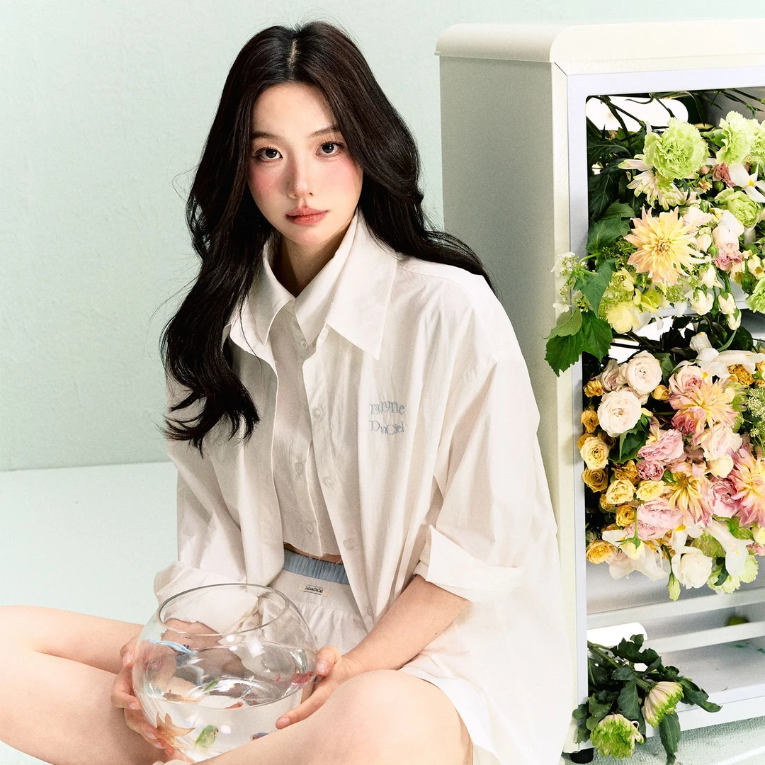 【LaluneDuCiel】LLDC假两件衬衫+双腰头短裤女夏季