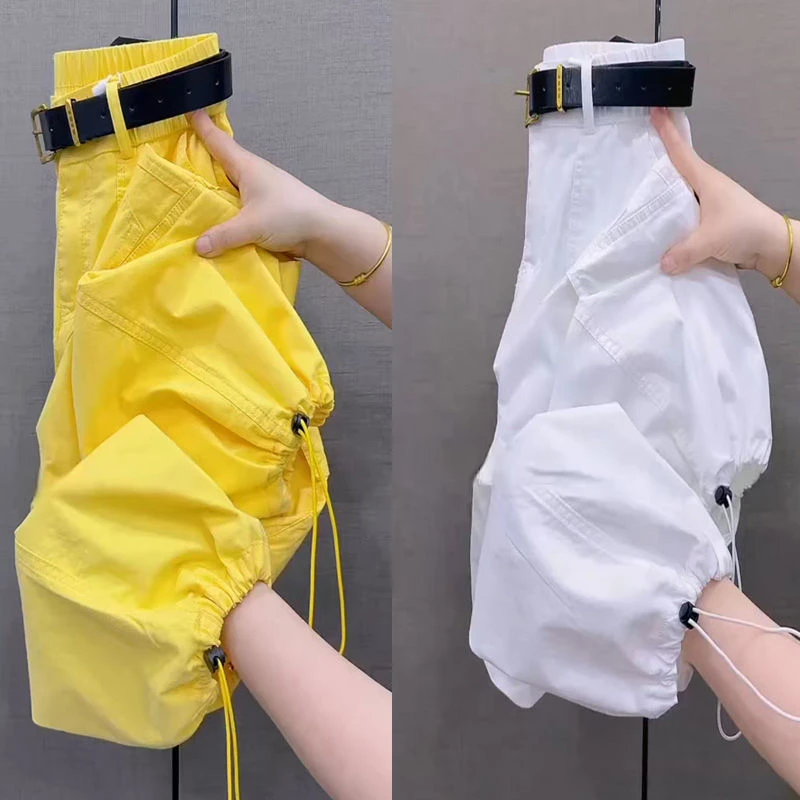 欧货多巴胺水洗工装裤女2025春夏秋时尚显瘦薄款水洗棉直筒阔腿裤