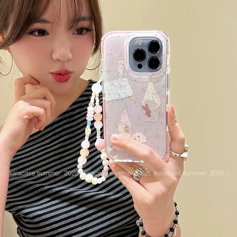 甜美少女心卡通狗狗烛台适用苹果16promax手机壳iphone13新