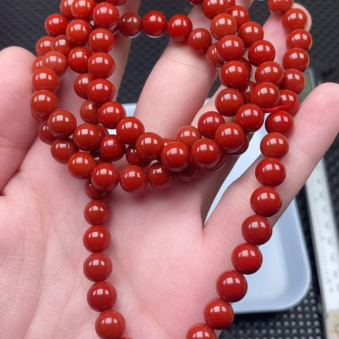 未镶嵌8mm柿子红108颗长链南红玛瑙