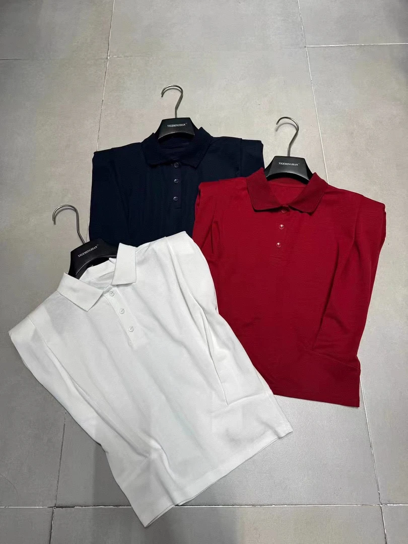 阿玉家&夏季新款时尚翻领显瘦砍肩肩褶皱polo领无袖背心T恤#7155