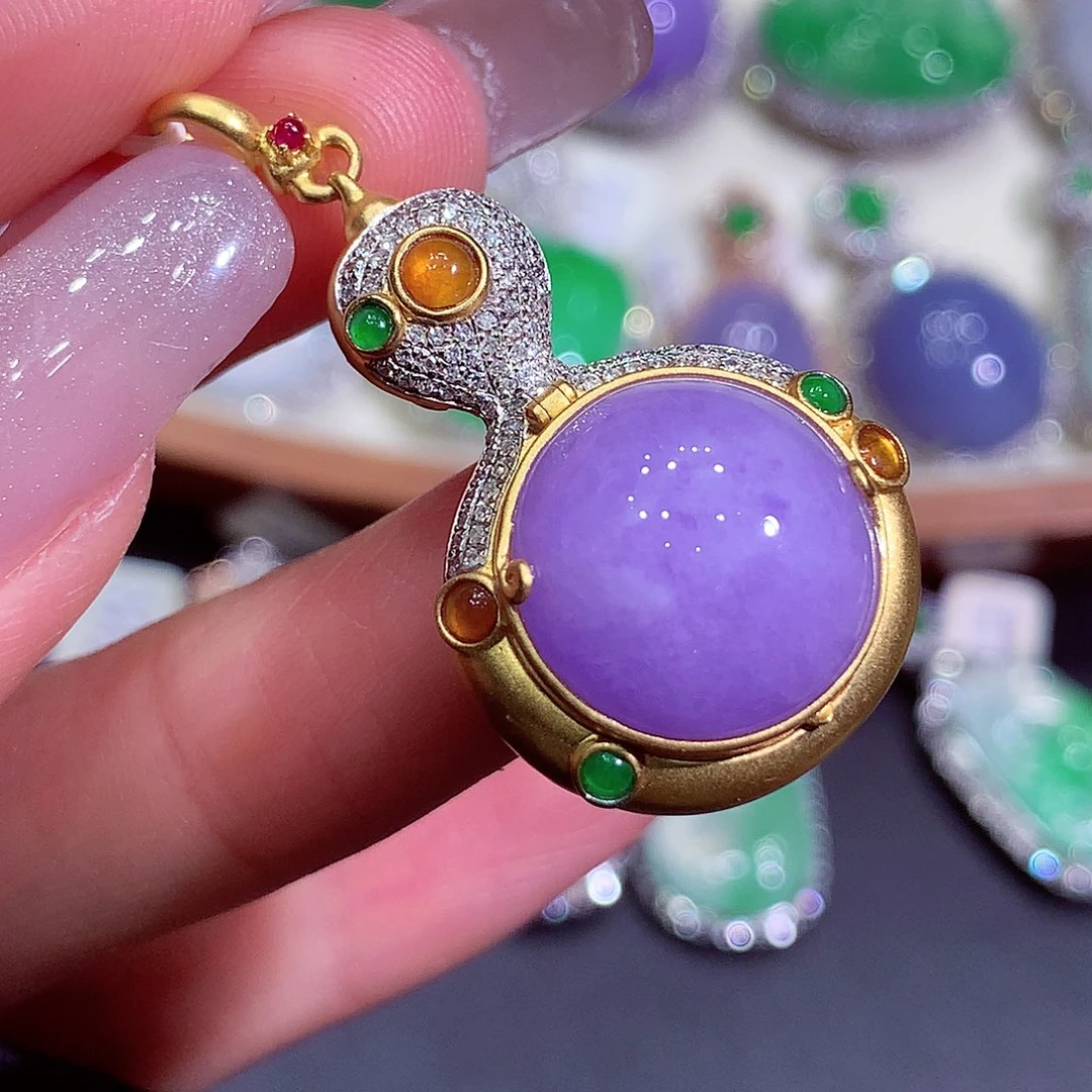 翡翠18K金镶嵌吊坠(不含链)