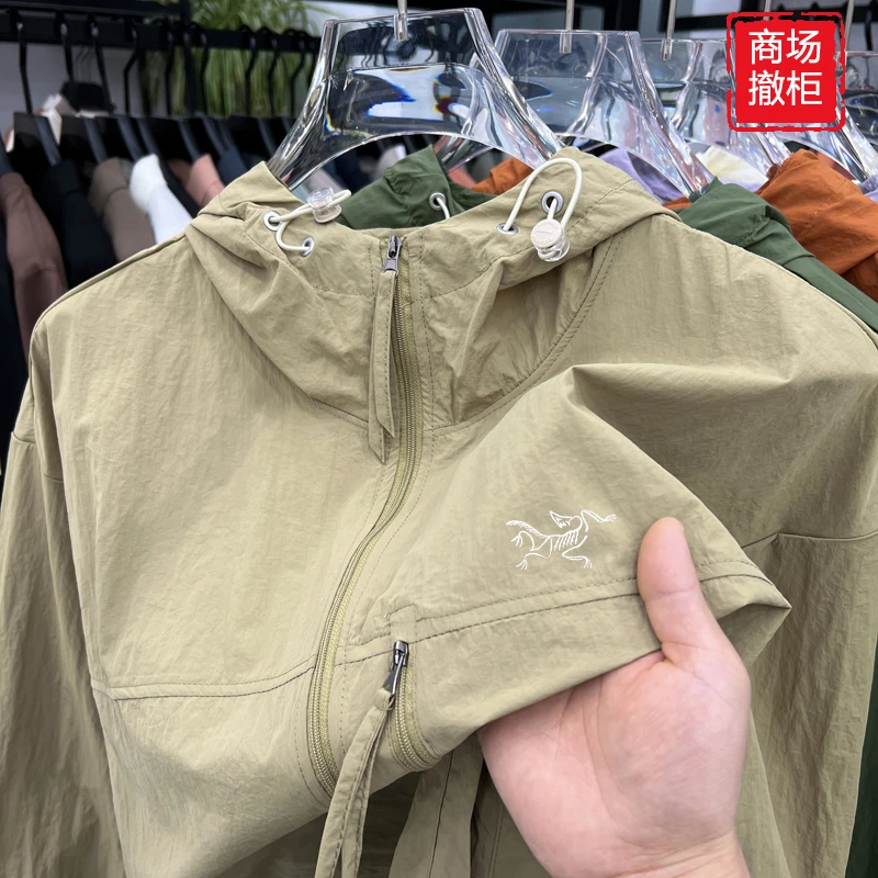 奥莱撤柜刺绣鸟家户外速干防晒衣男士冲锋运动服钓鱼连帽外套透气